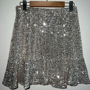 BB Dakota Silver Sequin Mini Skirt